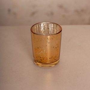 Teelichtglas klein antik gold