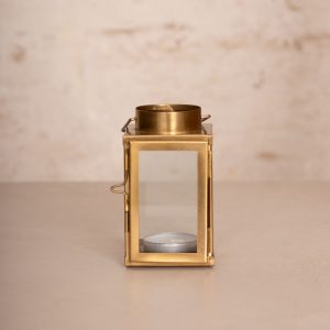 Glaslaterne Goldrand klein eckig – 6 x 6 x 11 cm